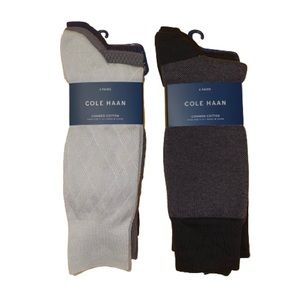 NWT Cole Haan Men’s Socks 6 Pairs, Black, Taupe and Putty size 7 to 12 Last Set